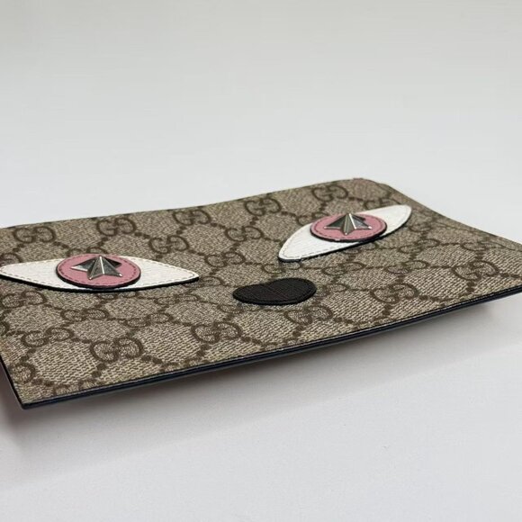 Gucci GG Logo Supreme Clutch with Eye Design & Pink Trim - Picture 6 of 9